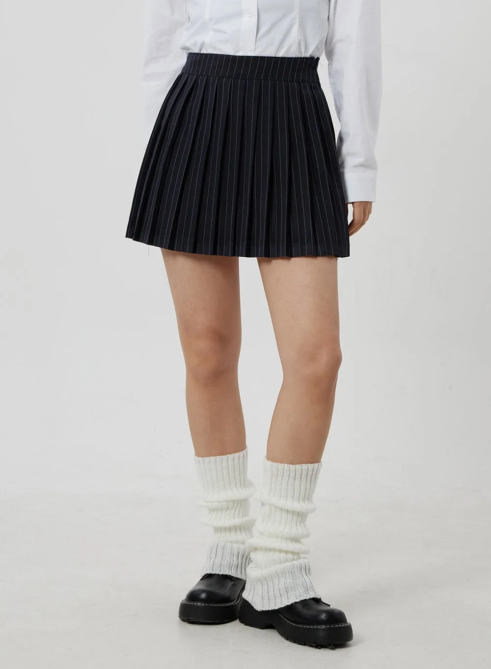 Pinstripe Pleated Mini Skirt CF301 sold by Lewkin product image thumbnail 2