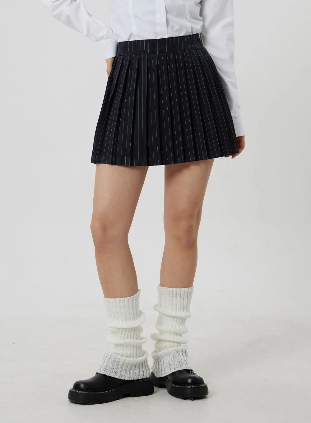 Pinstripe Pleated Mini Skirt CF301 sold by Lewkin product image thumbnail 5