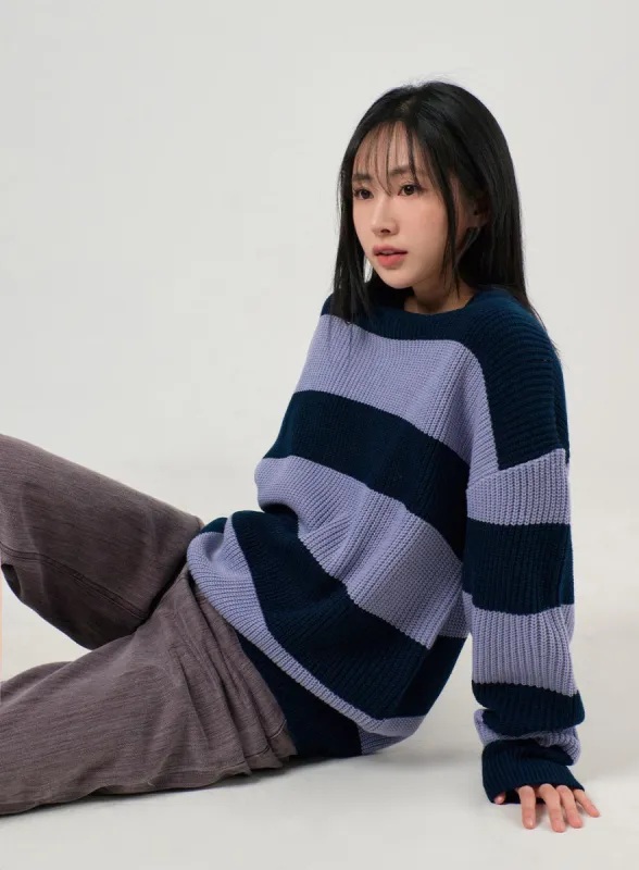 Stripe Knit Sweater OF405 sold by Lewkin