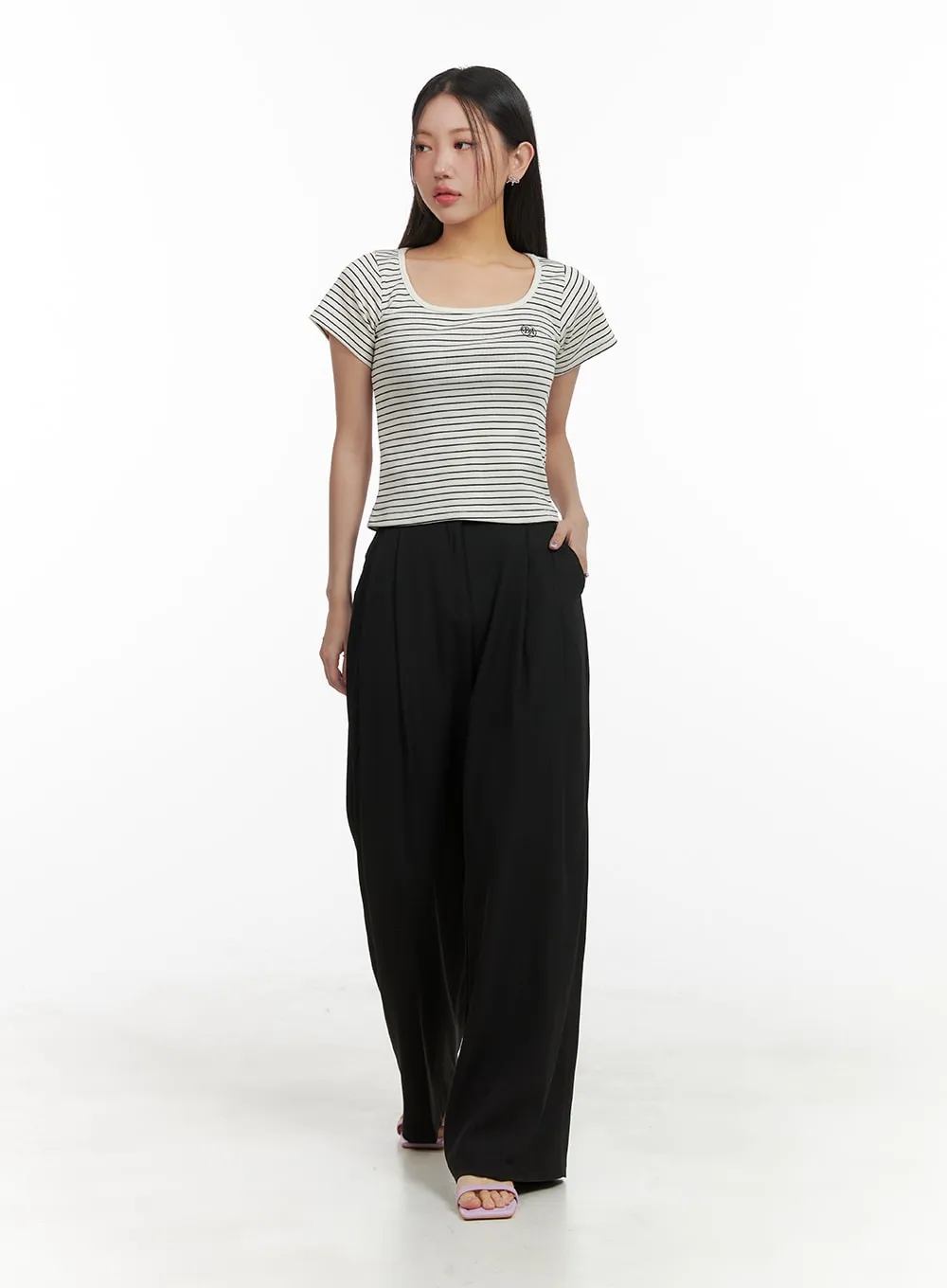 High-Waist Wide Fit Trousers OA415 sold by Lewkin product image thumbnail 5