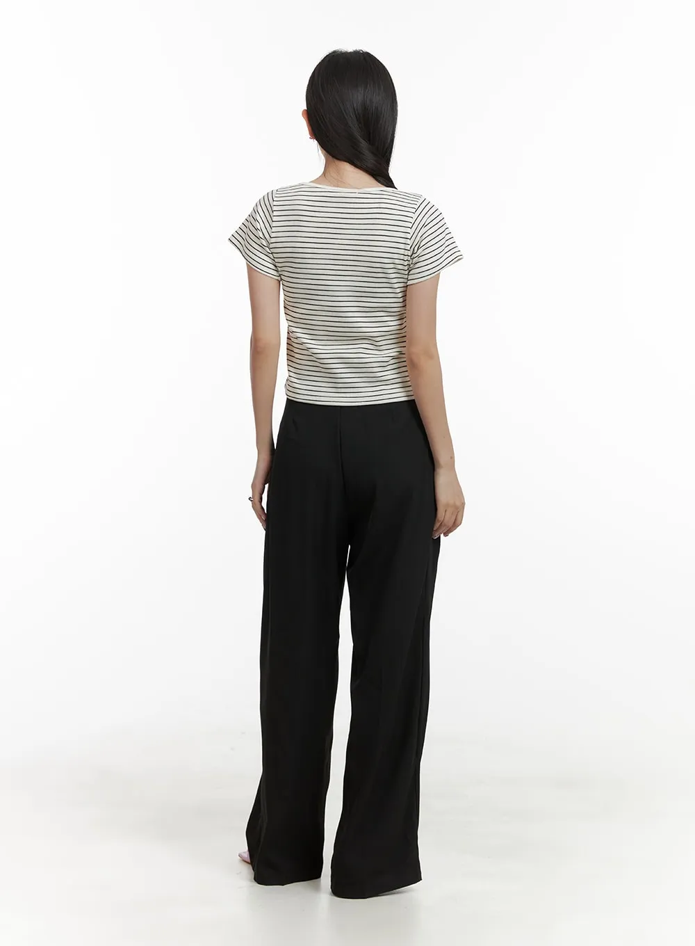 High-Waist Wide Fit Trousers OA415 sold by Lewkin product image thumbnail 4
