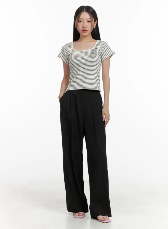 High-Waist Wide Fit Trousers OA415 sold by Lewkin