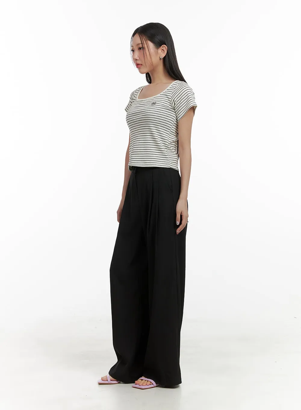 High-Waist Wide Fit Trousers OA415 sold by Lewkin product image thumbnail 3