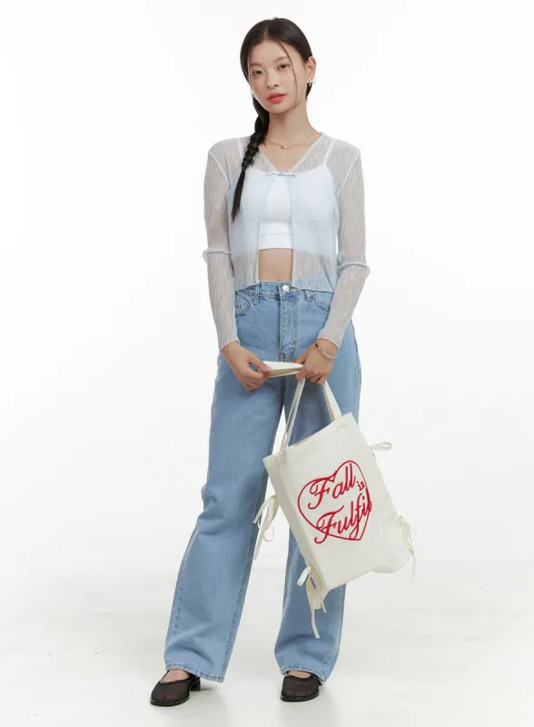 Ribbon Tote Bag OL411 sold by Lewkin