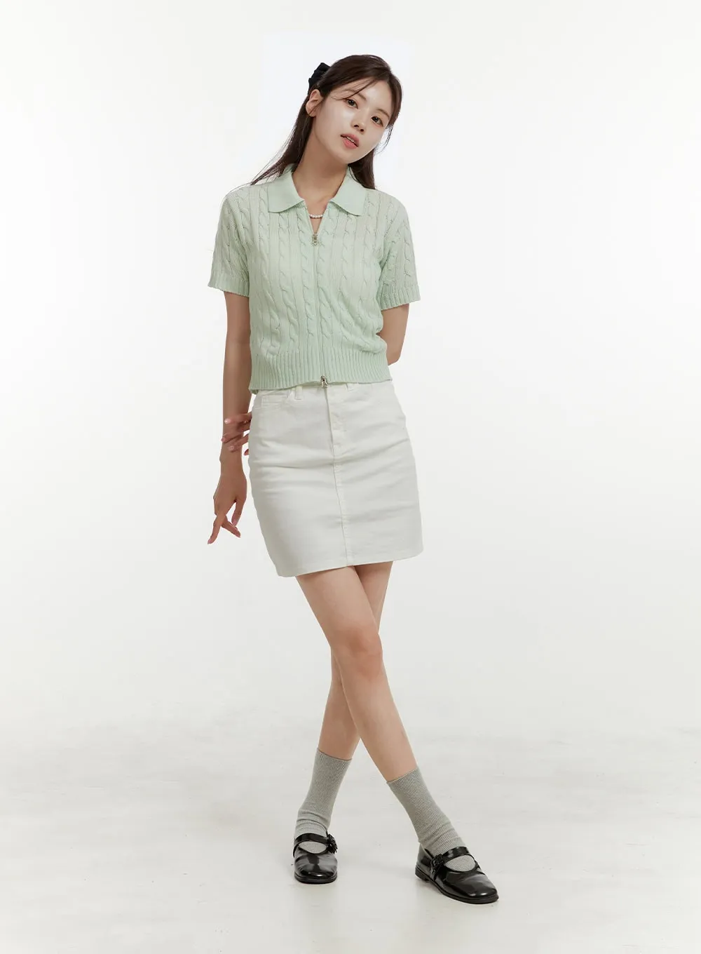 High Waist Cotton Mini Skirt OY409 sold by Lewkin product image thumbnail 5