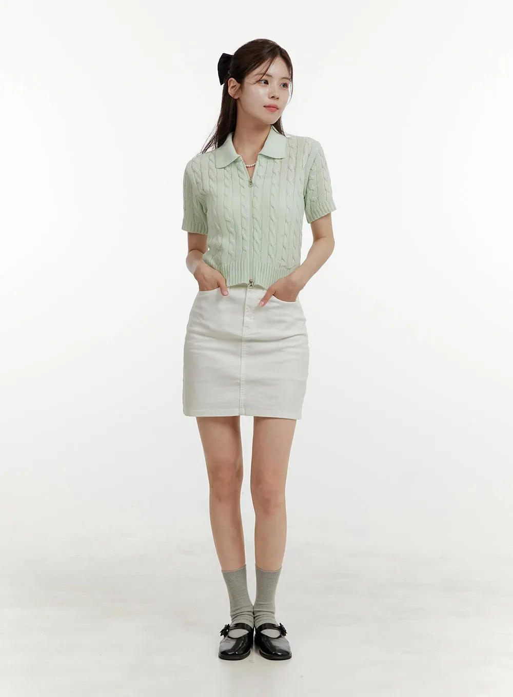 High Waist Cotton Mini Skirt OY409 sold by Lewkin product image thumbnail 4