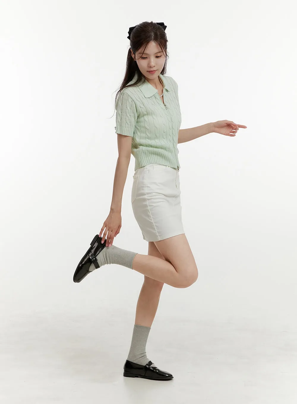 High Waist Cotton Mini Skirt OY409 sold by Lewkin product image thumbnail 2