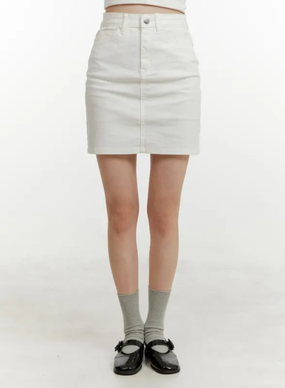 High Waist Cotton Mini Skirt OY409 sold by Lewkin