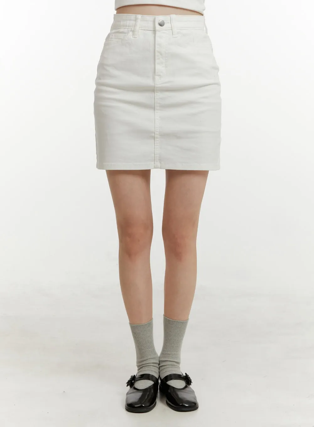 High Waist Cotton Mini Skirt OY409 sold by Lewkin