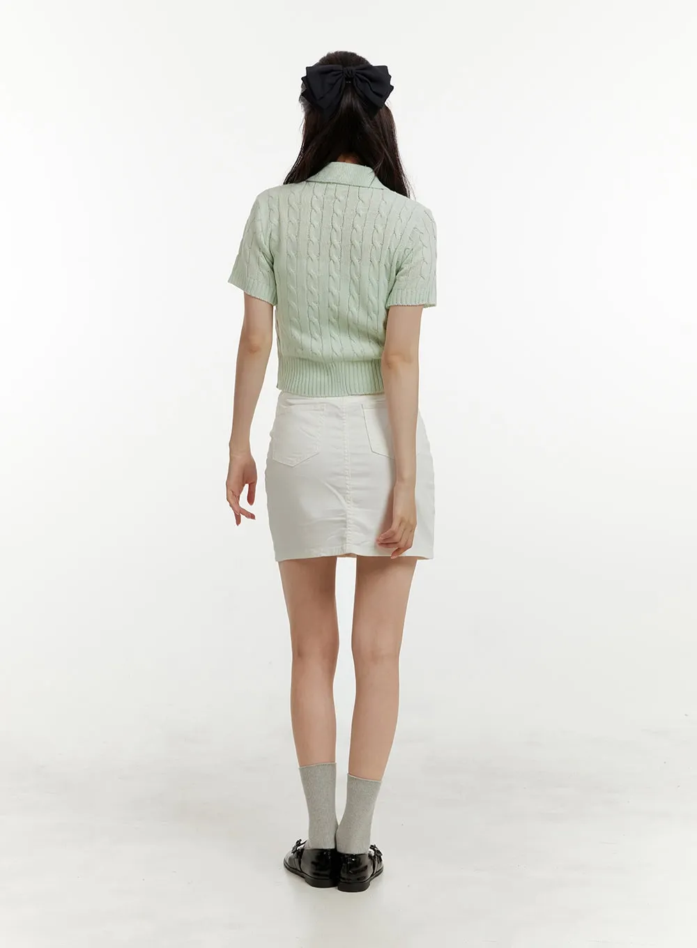 High Waist Cotton Mini Skirt OY409 sold by Lewkin product image thumbnail 3