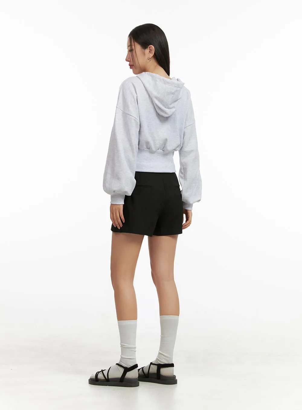 Buttoned Crop Sweat Hoodie OU411 sold by Lewkin product image thumbnail 3