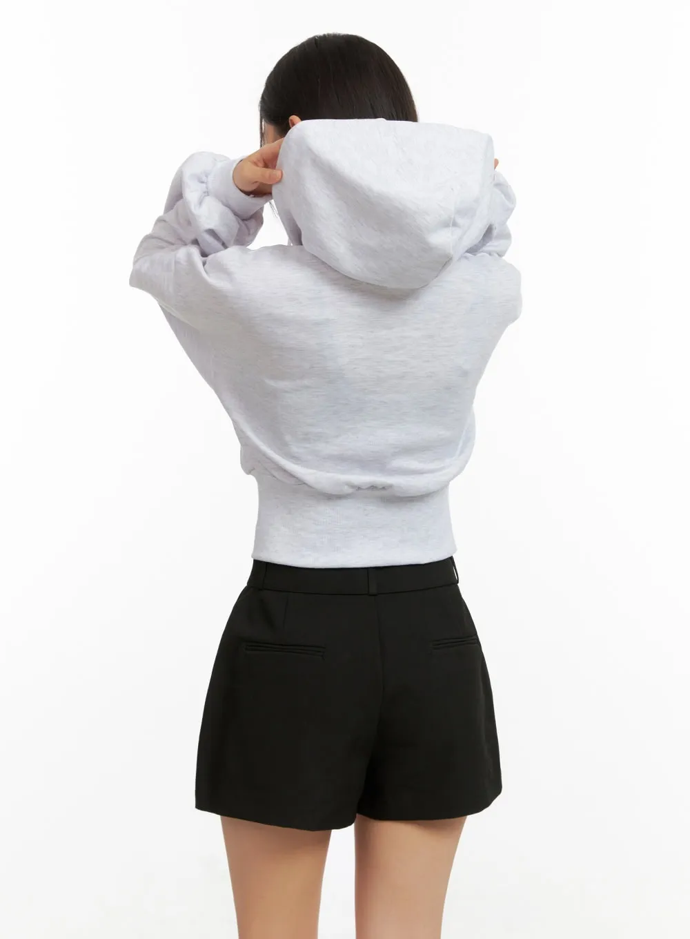 Buttoned Crop Sweat Hoodie OU411 sold by Lewkin product image thumbnail 5