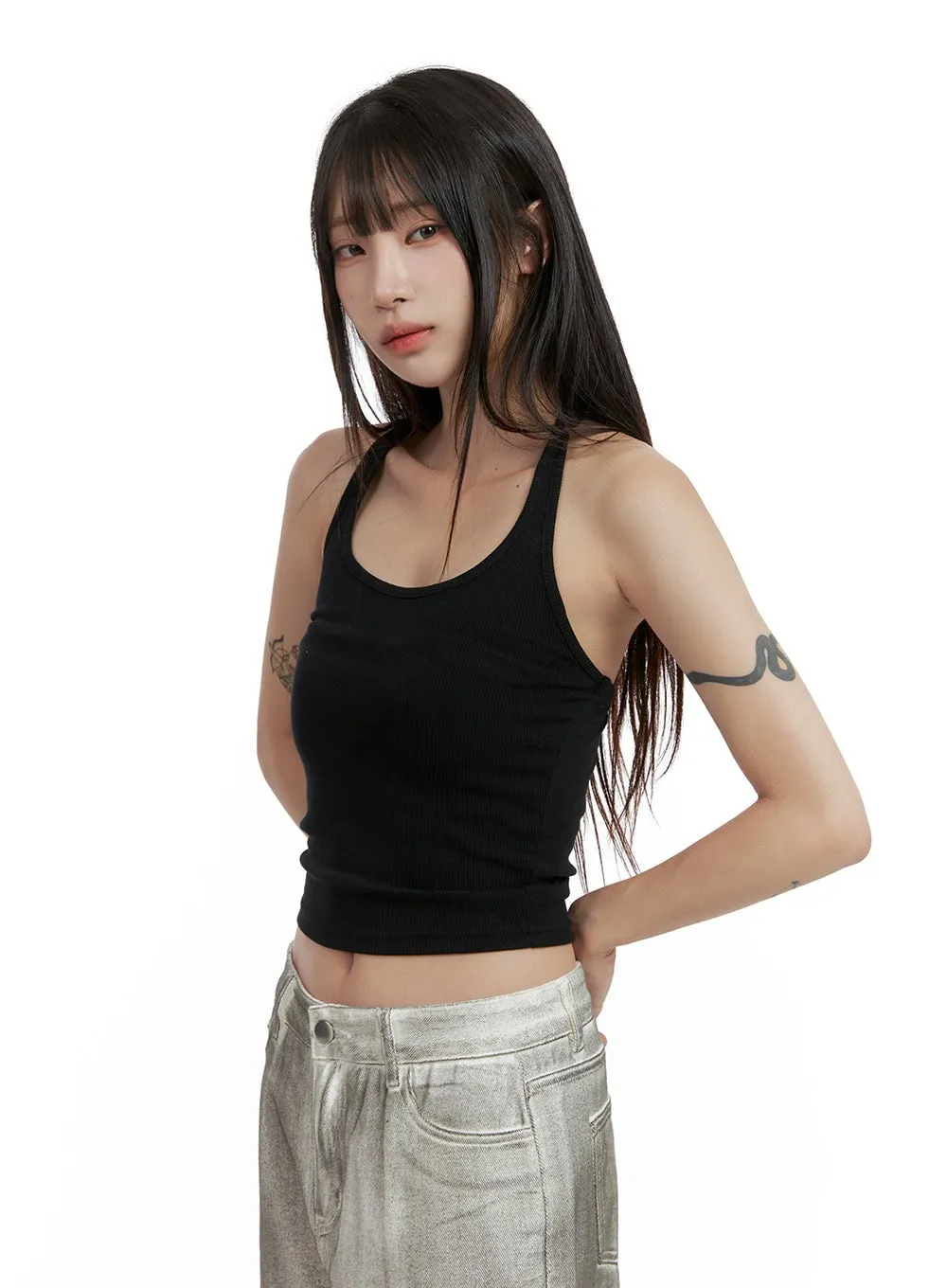 Solid Halter Neck Crop Top CL424 sold by Lewkin