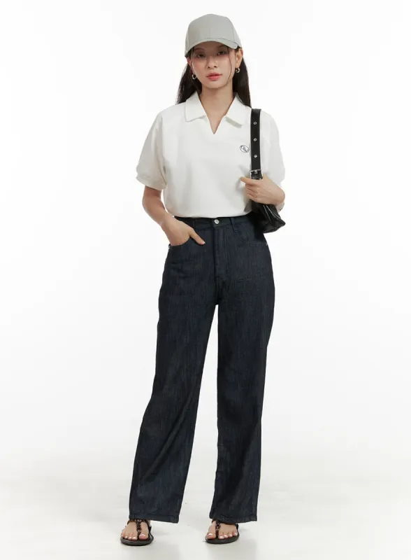 Denim Straight Fit Jeans OU413 sold by Lewkin