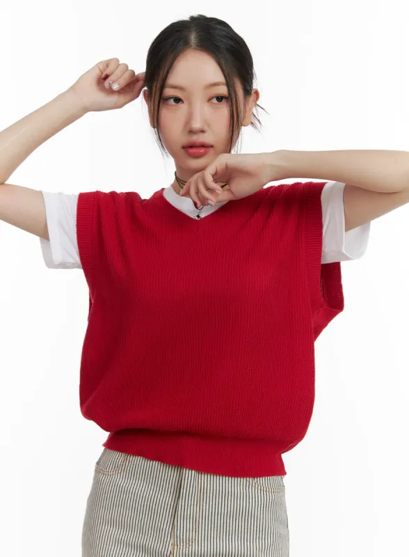 V-Neck Knit Sweater Vest OA419 sold by Lewkin