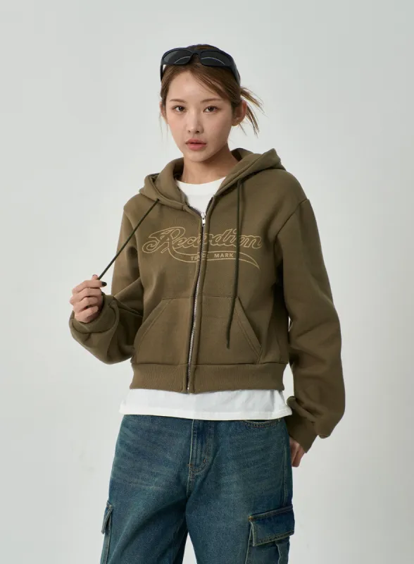 Graphic Hoodie Zipper Cropped Sweatshirt CD13 sold by Lewkin