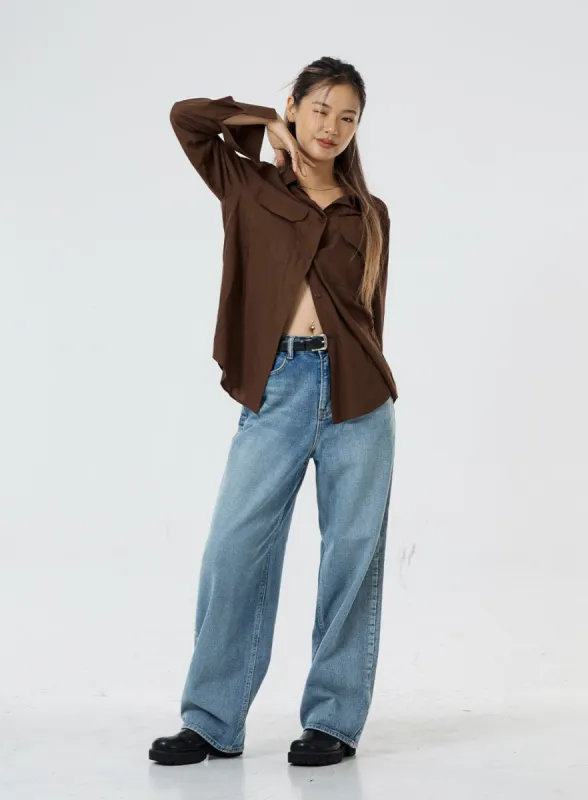 Washed Wide Jeans CS05 sold by Lewkin