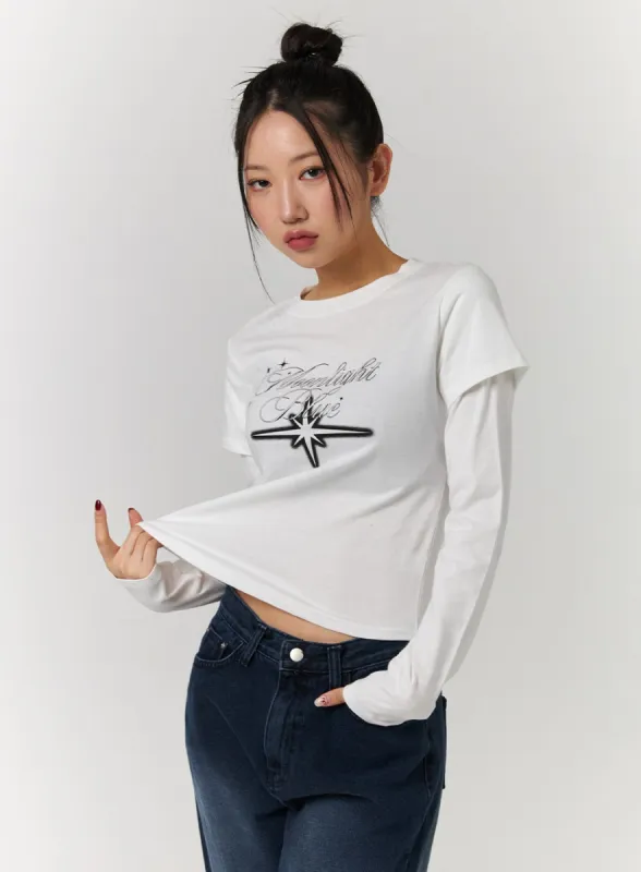 Acubi Graphic Layered Tee CD329 sold by Lewkin