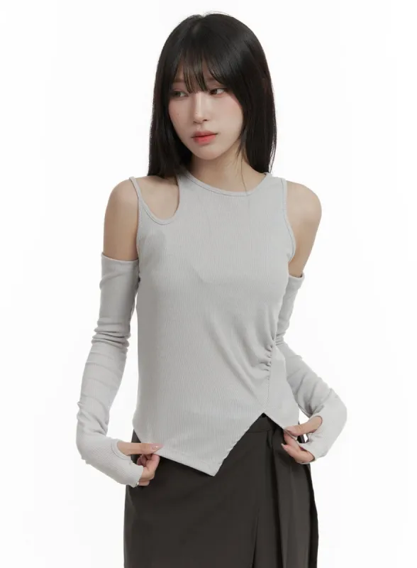Harmony Unbalanced Cut Out Long Sleeve CA426 sold by Lewkin
