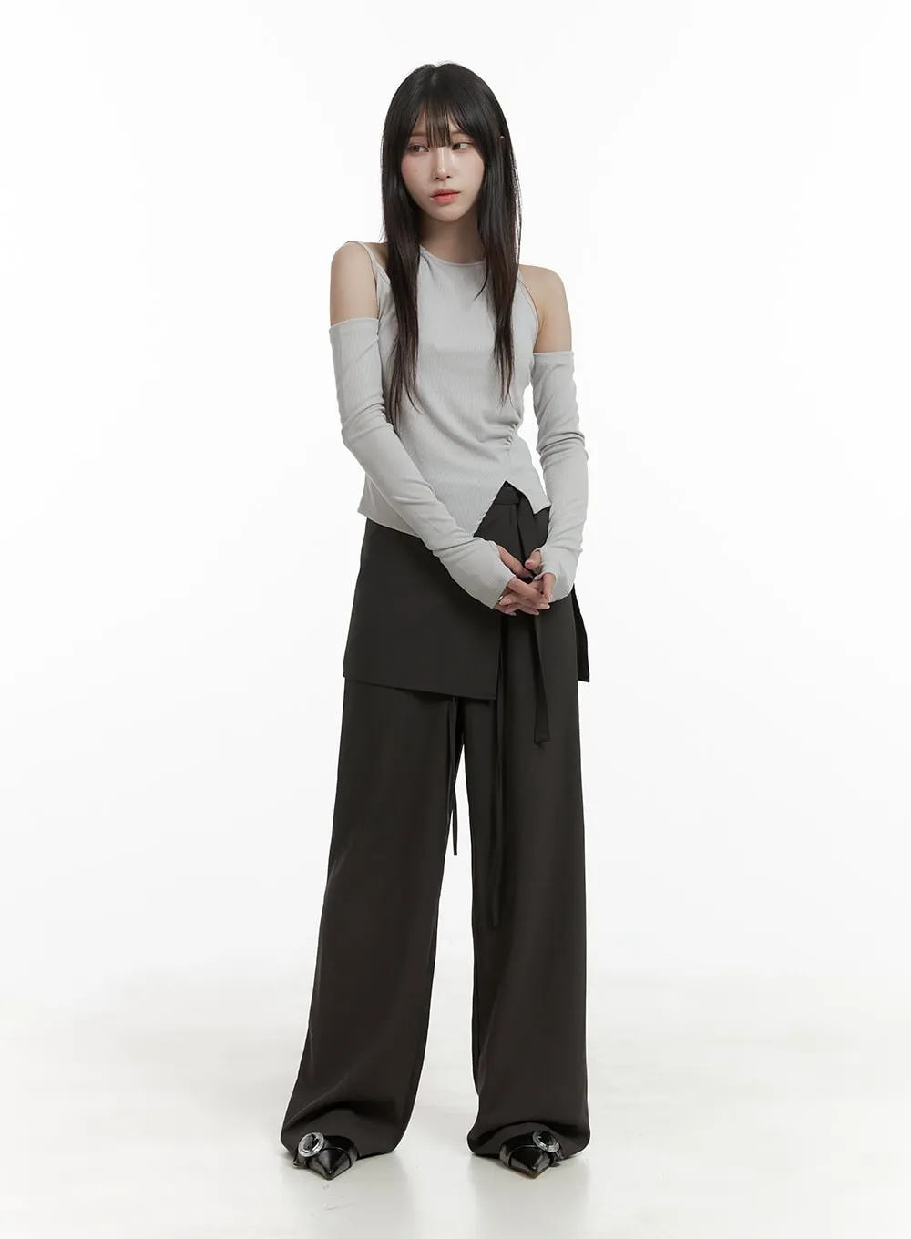 Harmony Unbalanced Cut Out Long Sleeve CA426 sold by Lewkin product image thumbnail 2