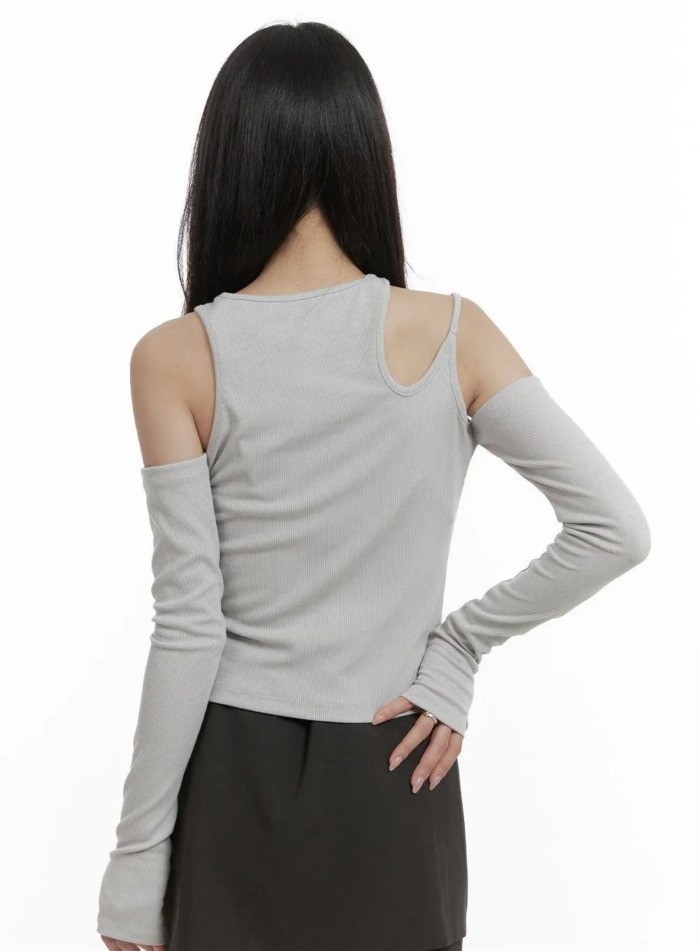 Harmony Unbalanced Cut Out Long Sleeve CA426 sold by Lewkin product image thumbnail 5