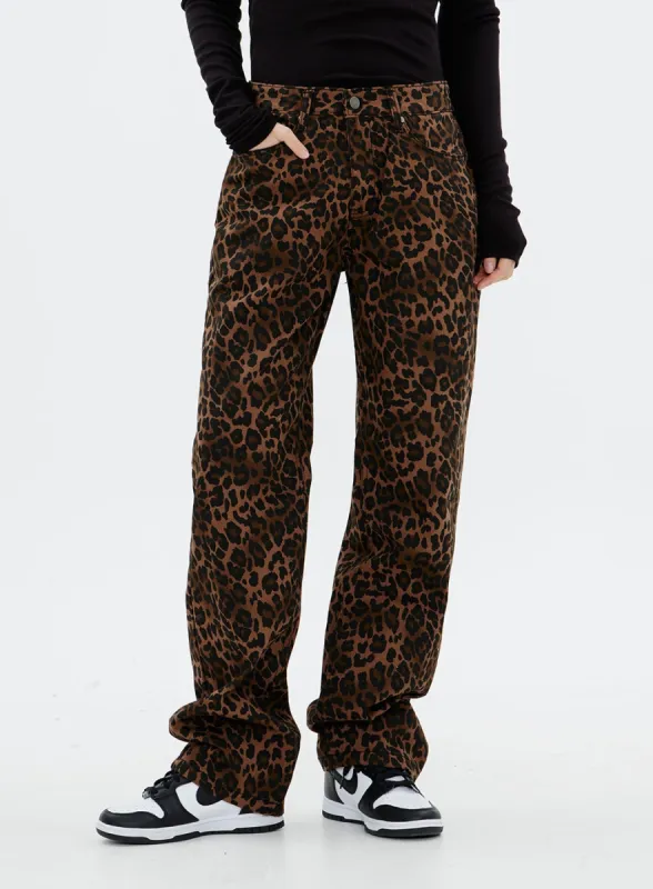 Cotton Wide leg Pants with Animal Print Pattern CM14 sold by Lewkin