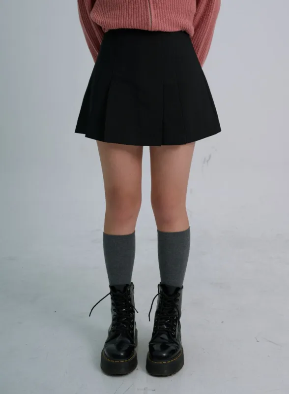 A-Line Pleated Mini Skirt CO21 sold by Lewkin