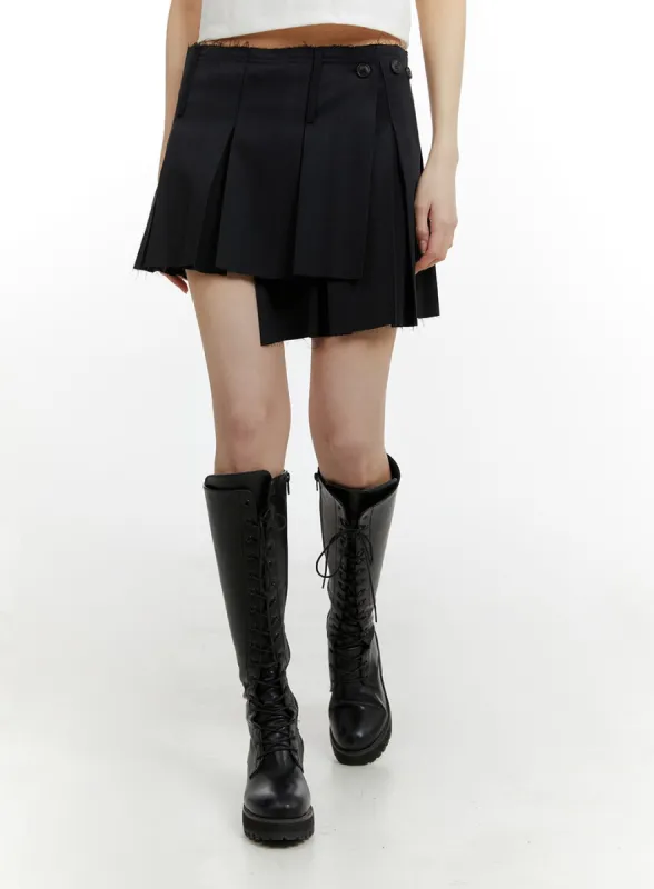 Asymmetrical Wrap Pleated Mini Skirt CM429 sold by Lewkin