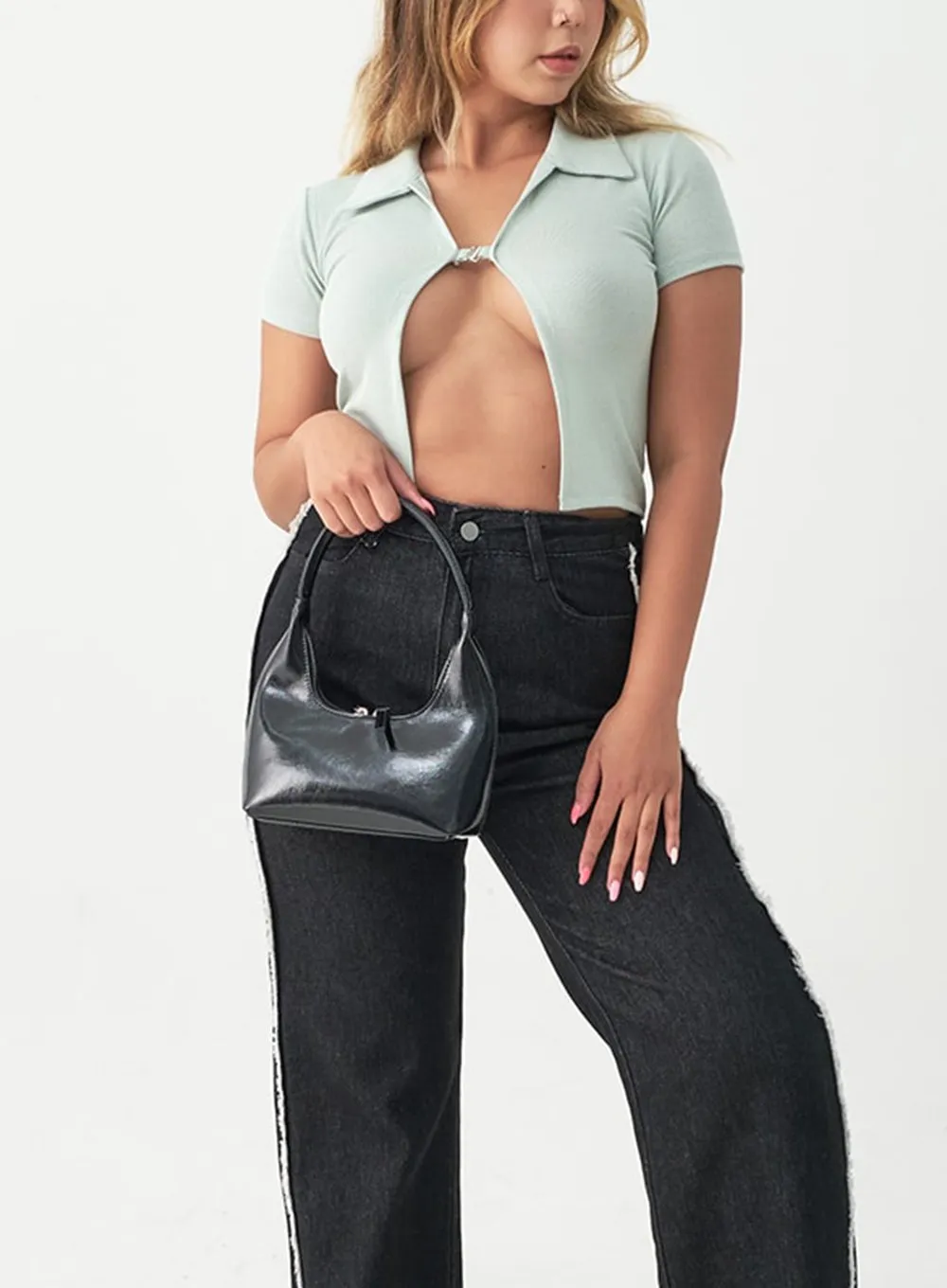 Side Tassle Zip-Up Slit Jeans IU20 sold by Lewkin product image thumbnail 3