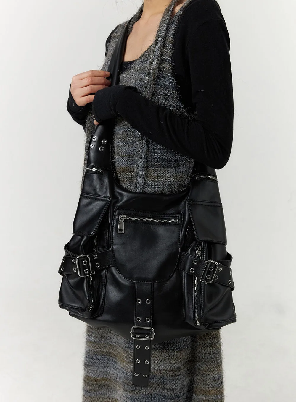 Faux Leather Buckle Crossbody Bag CF407 sold by Lewkin product image thumbnail 2