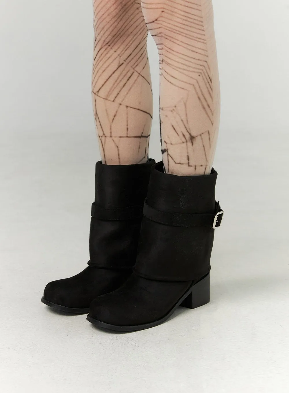 Suede Midi Buckle Boots CN321 sold by Lewkin