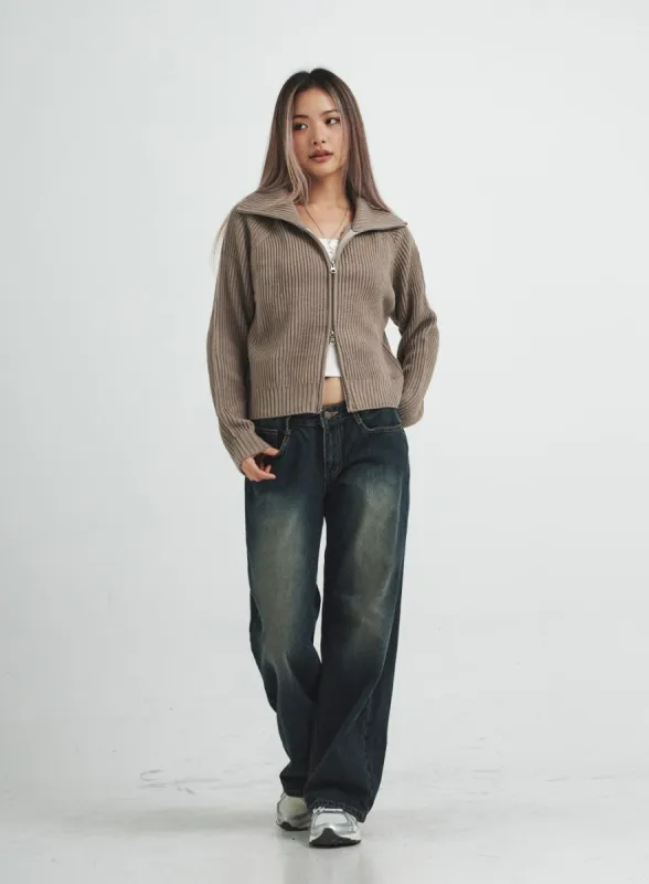 Low Rise Washing Wide Jeans CS14 sold by Lewkin