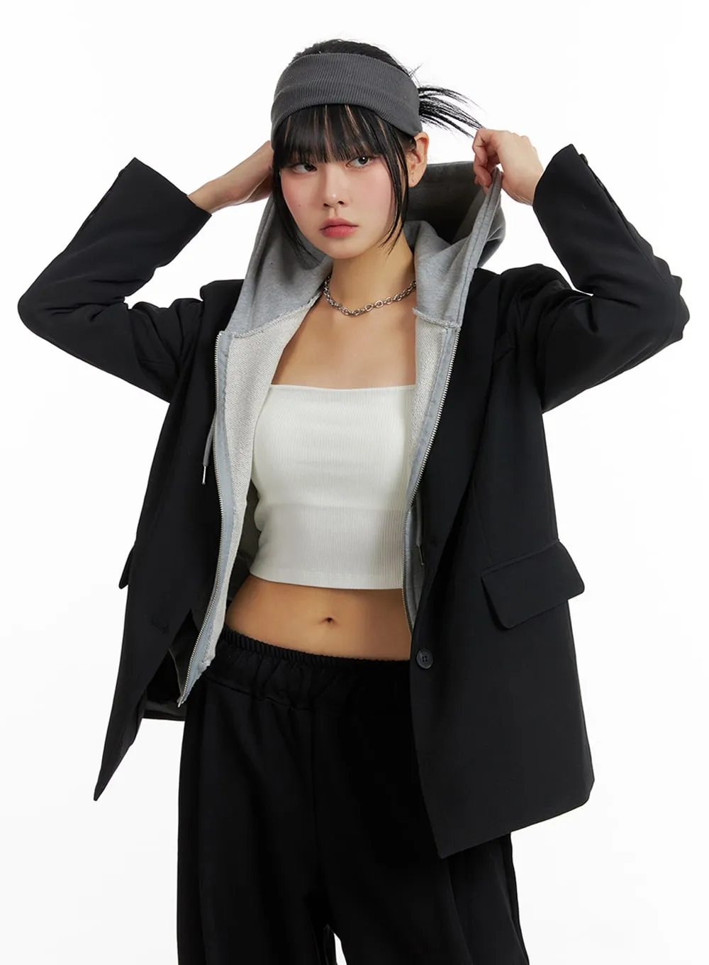 Oversized Solid Blazer Jacket IF402 sold by Lewkin product image thumbnail 3