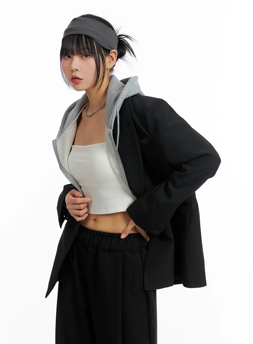 Oversized Solid Blazer Jacket IF402 sold by Lewkin product image thumbnail 4