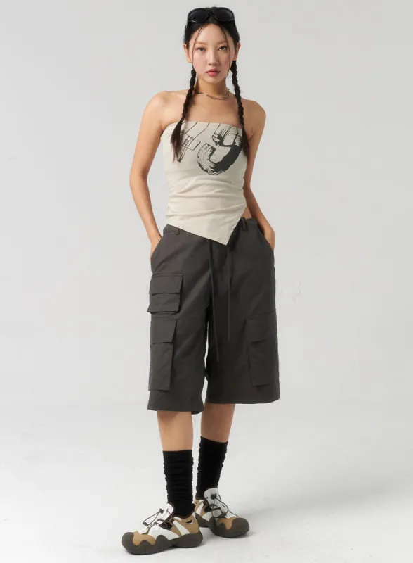 Bermuda Cargo Cotton Pants CU322 sold by Lewkin