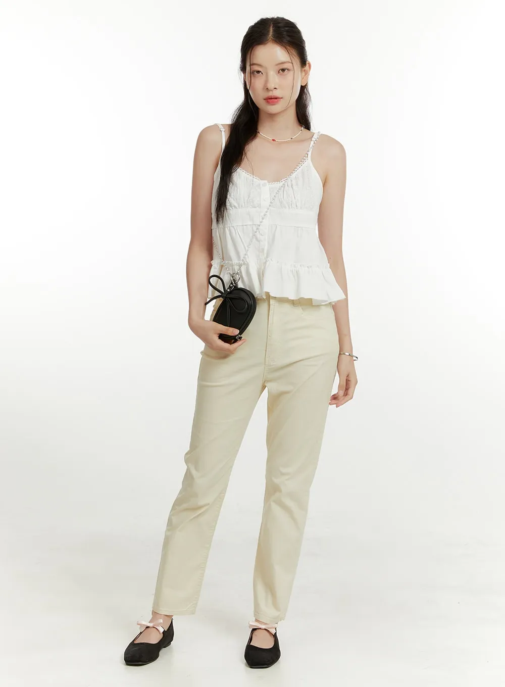 Cotton Blend Straight Leg Pants OU419 sold by Lewkin