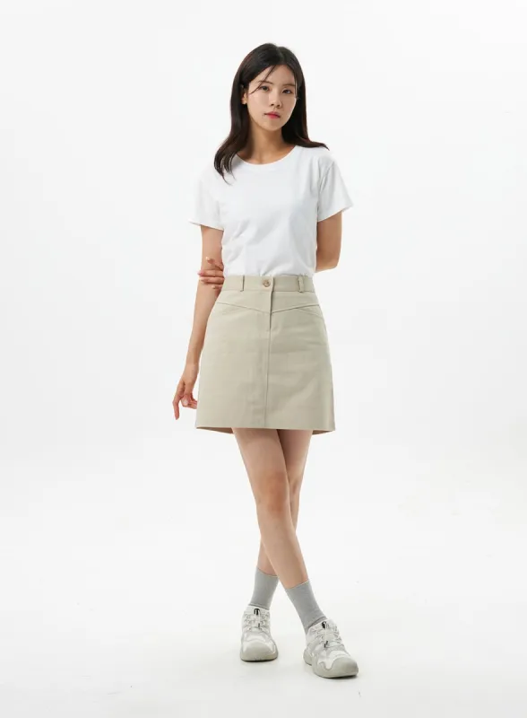 Cotton Solid Mini Skirt OS319 sold by Lewkin