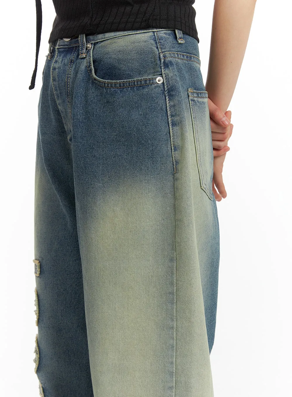 Distressed Baggy Straight Jeans CM413 sold by Lewkin product image thumbnail 4