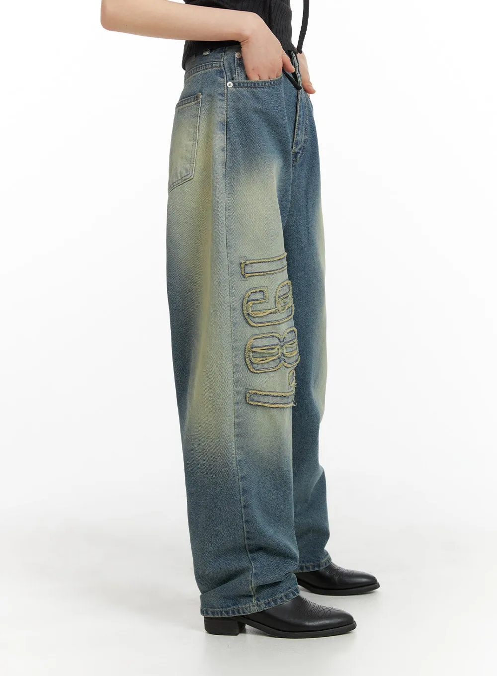 Distressed Baggy Straight Jeans CM413 sold by Lewkin product image thumbnail 3