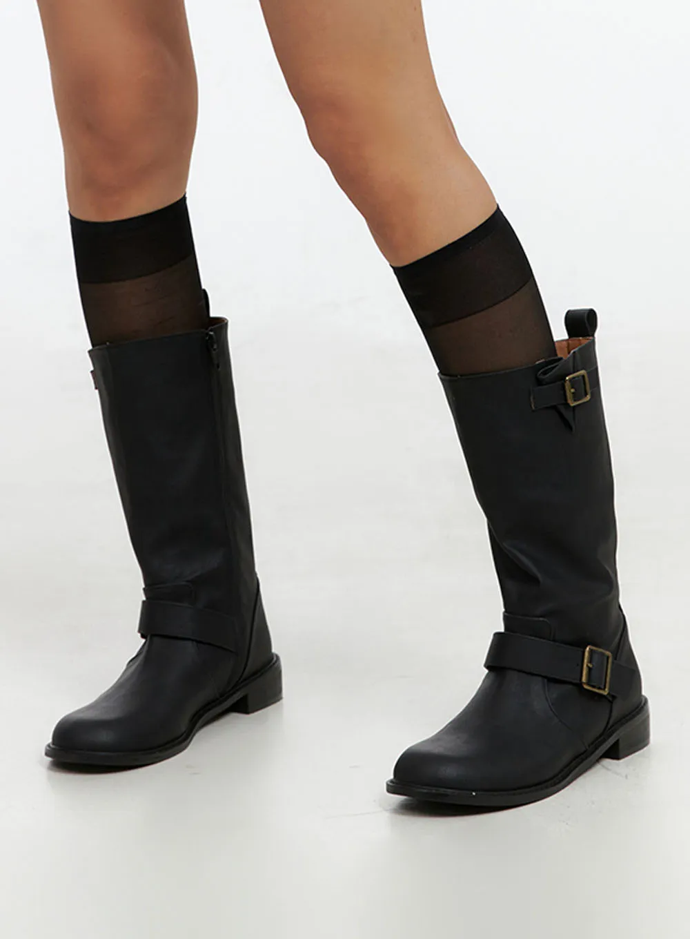 Buckle Faux Leather Boots IL419 sold by Lewkin