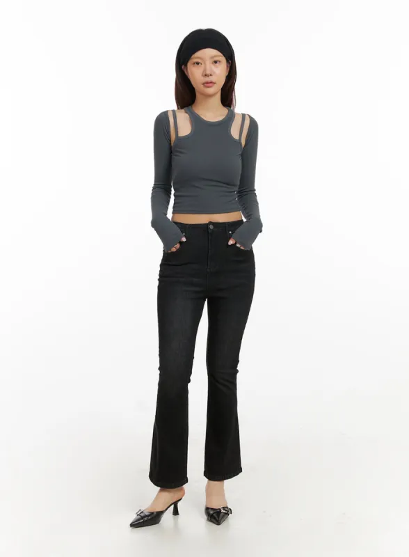 Slim Bootcut Cropped Jeans IY410 sold by Lewkin