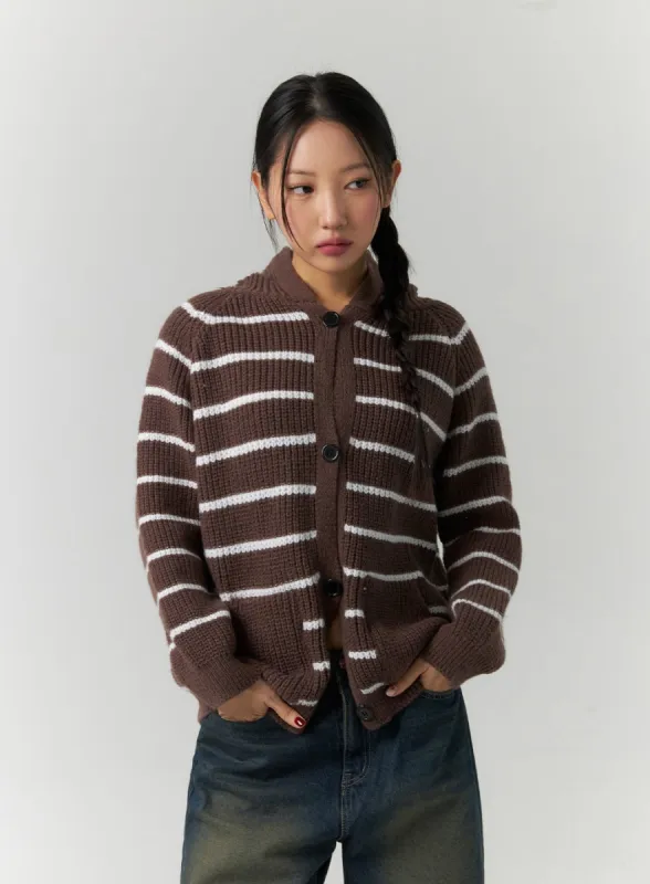 Stripe Zip-Up Knit Sweater CD304 sold by Lewkin