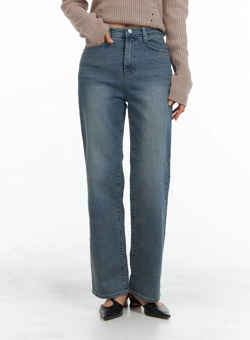 Cotton Washed Straight Leg Pants OM420 sold by Lewkin product image thumbnail 3