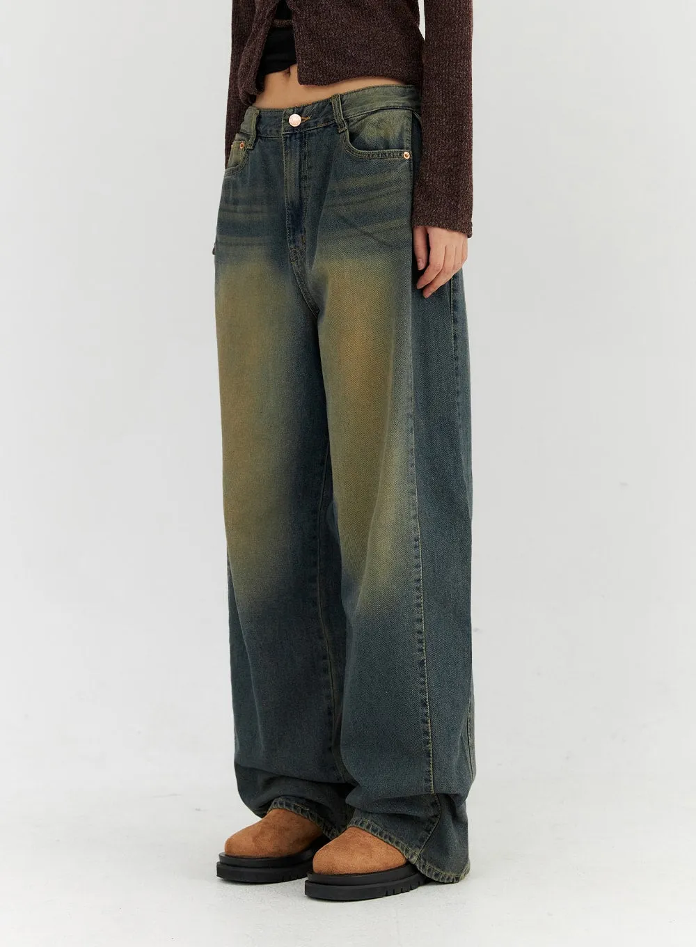 Washed Wide Leg Jeans CN315 sold by Lewkin product image thumbnail 5