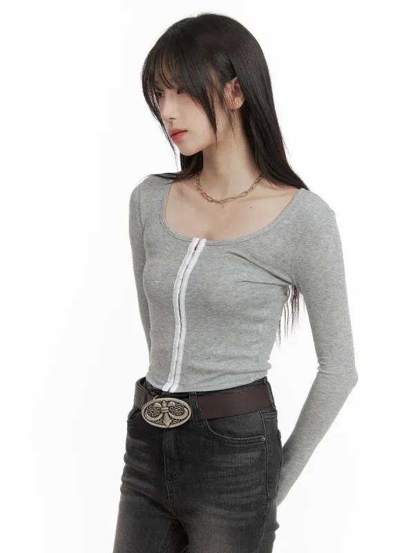 U Neck Hook Crop Top CA403 sold by Lewkin