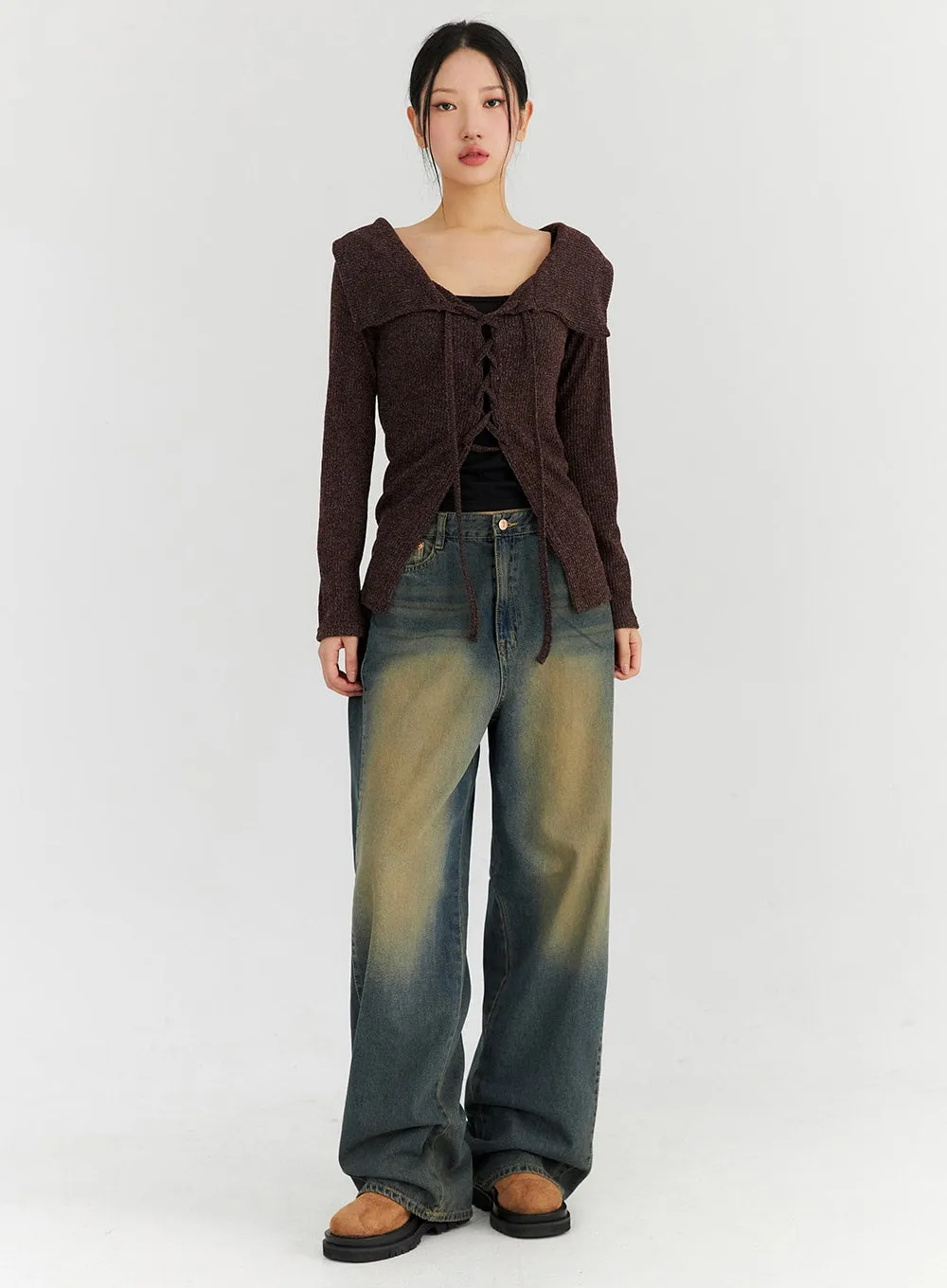 Washed Wide Leg Jeans CN315 sold by Lewkin