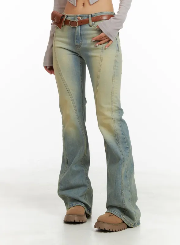 Low Waist Vintage Washed Bootcut Jeans CA416 sold by Lewkin