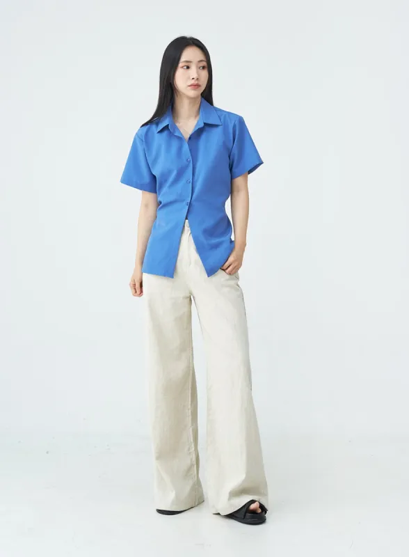 Linen Wide Leg Boot-Cut Pants OU20 sold by Lewkin