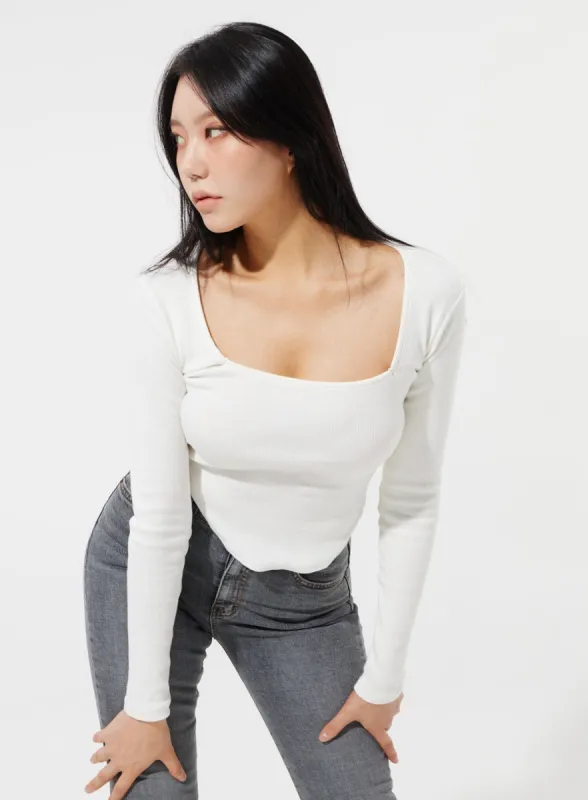 Square Neck Cropped Top IM307 sold by Lewkin