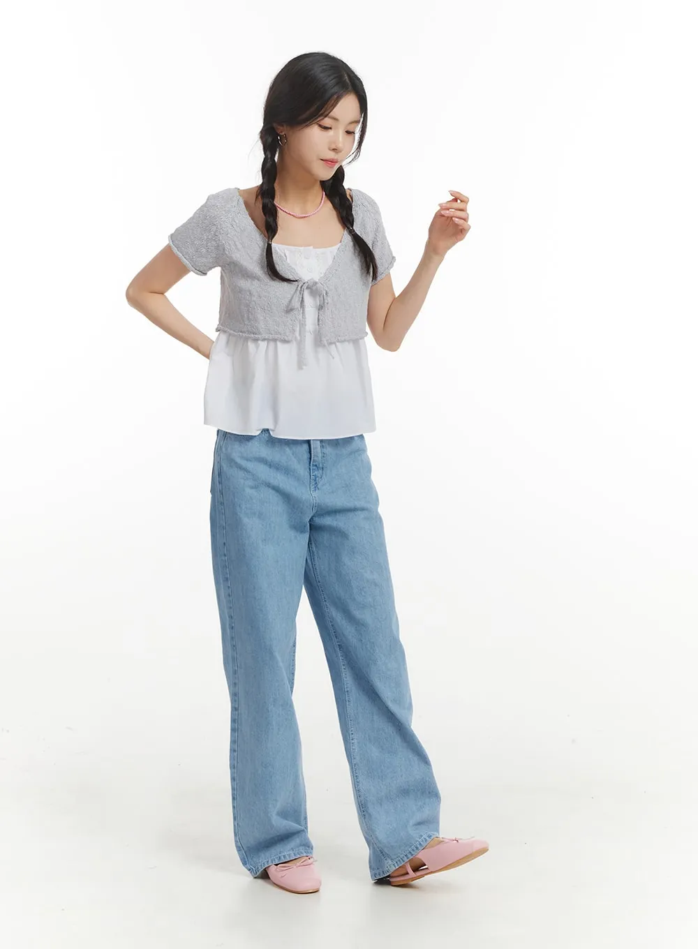 Washed Cotton Baggy Jeans OM406 sold by Lewkin product image thumbnail 2